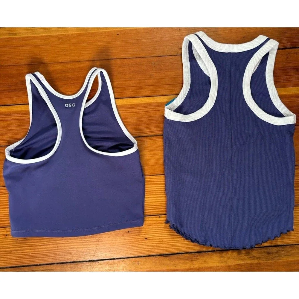 DSG Girls Indigo Blue White Tank Top XS Moisture Wicking Bundle
